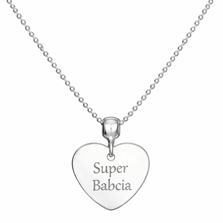 NASZYJNIK SREBRNY SERCE GRAWER DLA BABCI SREBRO 925 DZIEŃ BABCI